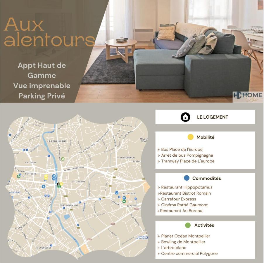 Appartement Cosy , Vue Imprenable, Parking Prive Монпелие Екстериор снимка